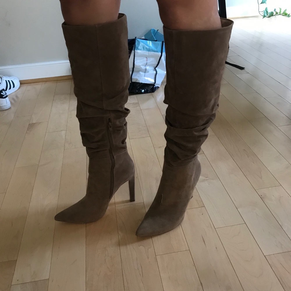 Brown high rise boots